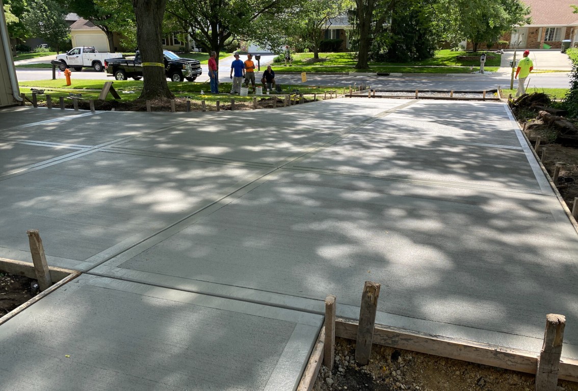 Commercial concrete driveway being poured by a professional crew in Wichita Falls, TX